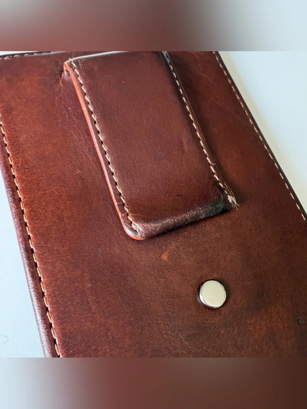 Vintage Coach British Tan Leather Money Clip Card Case Wallet